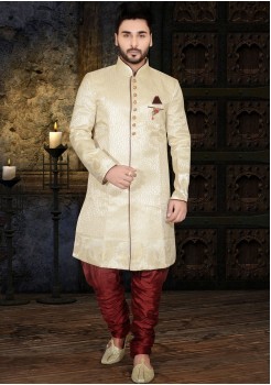 CREAM INDO WESTERN SHERWANI